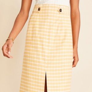 Ann Taylor Plaid Pocketed Button Tab Pencil Skirt
